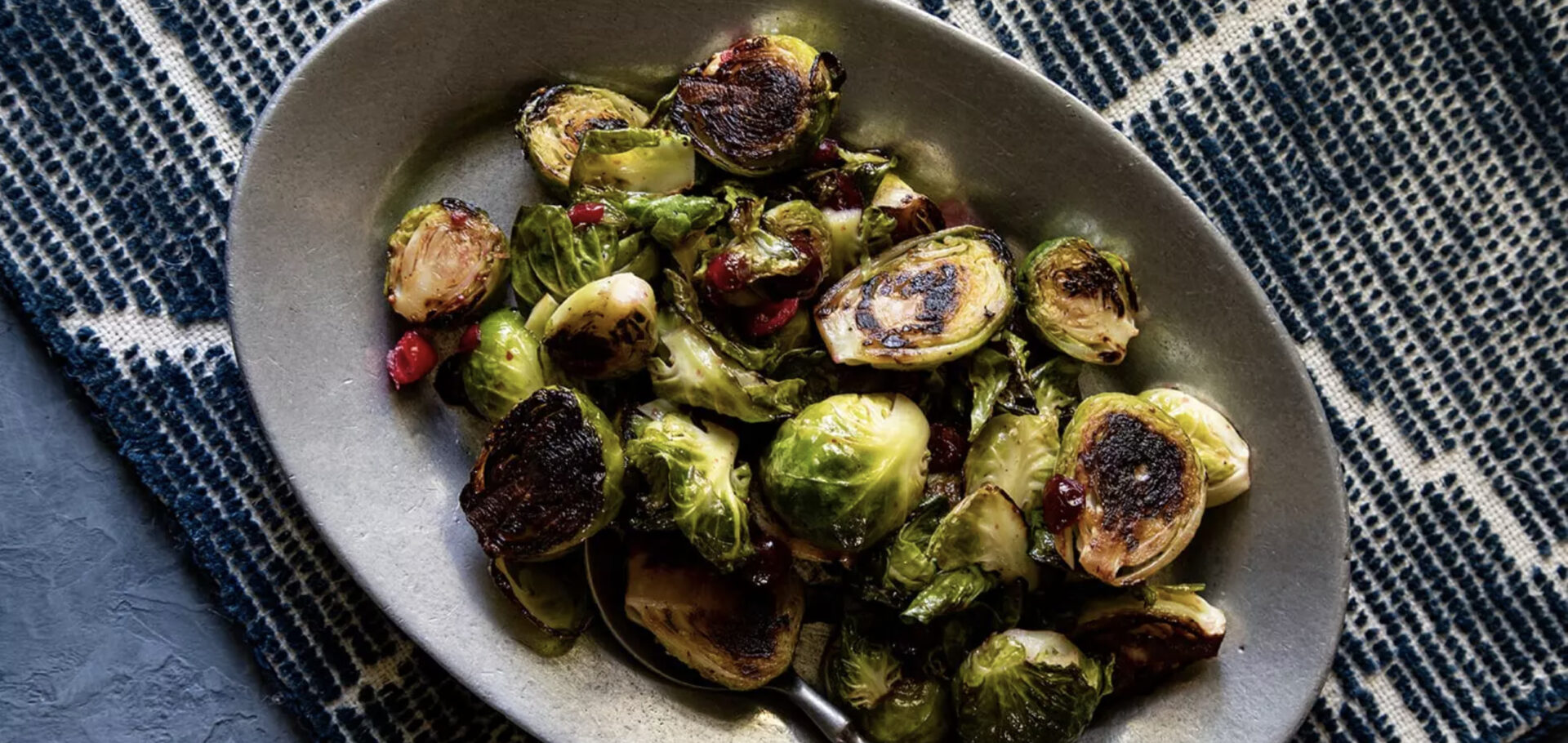 Brussels Sprouts with Cranberry Vinaigrette in a bowl